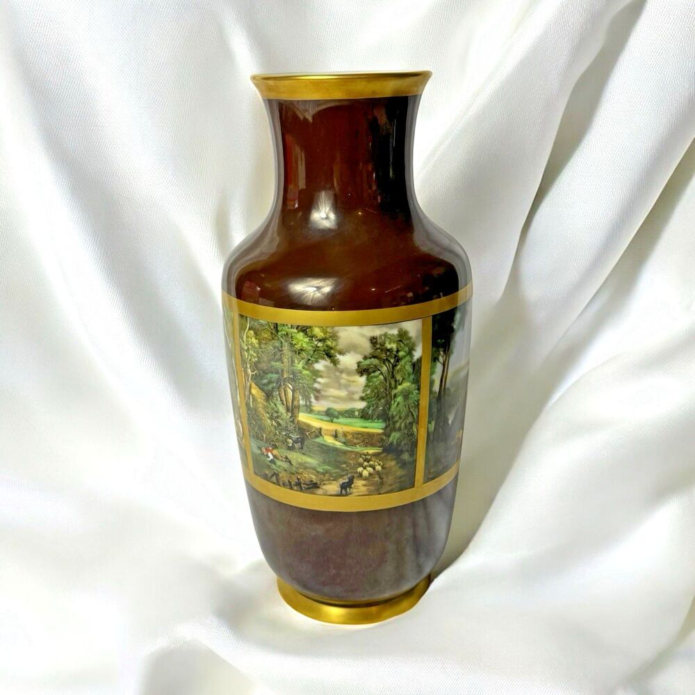 Gerold Porzellan Tettau Bavaria Vase 12" Scenic West Germany